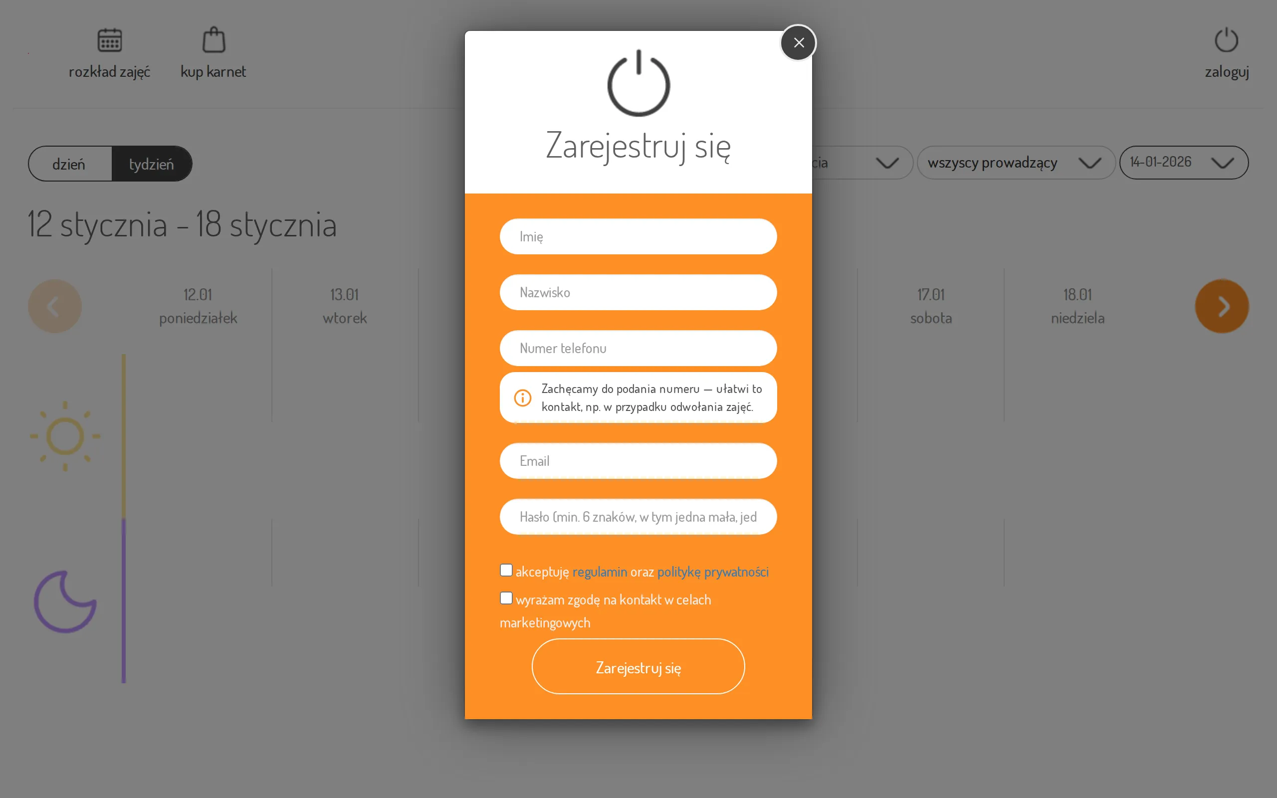 Registration form in the customer panel