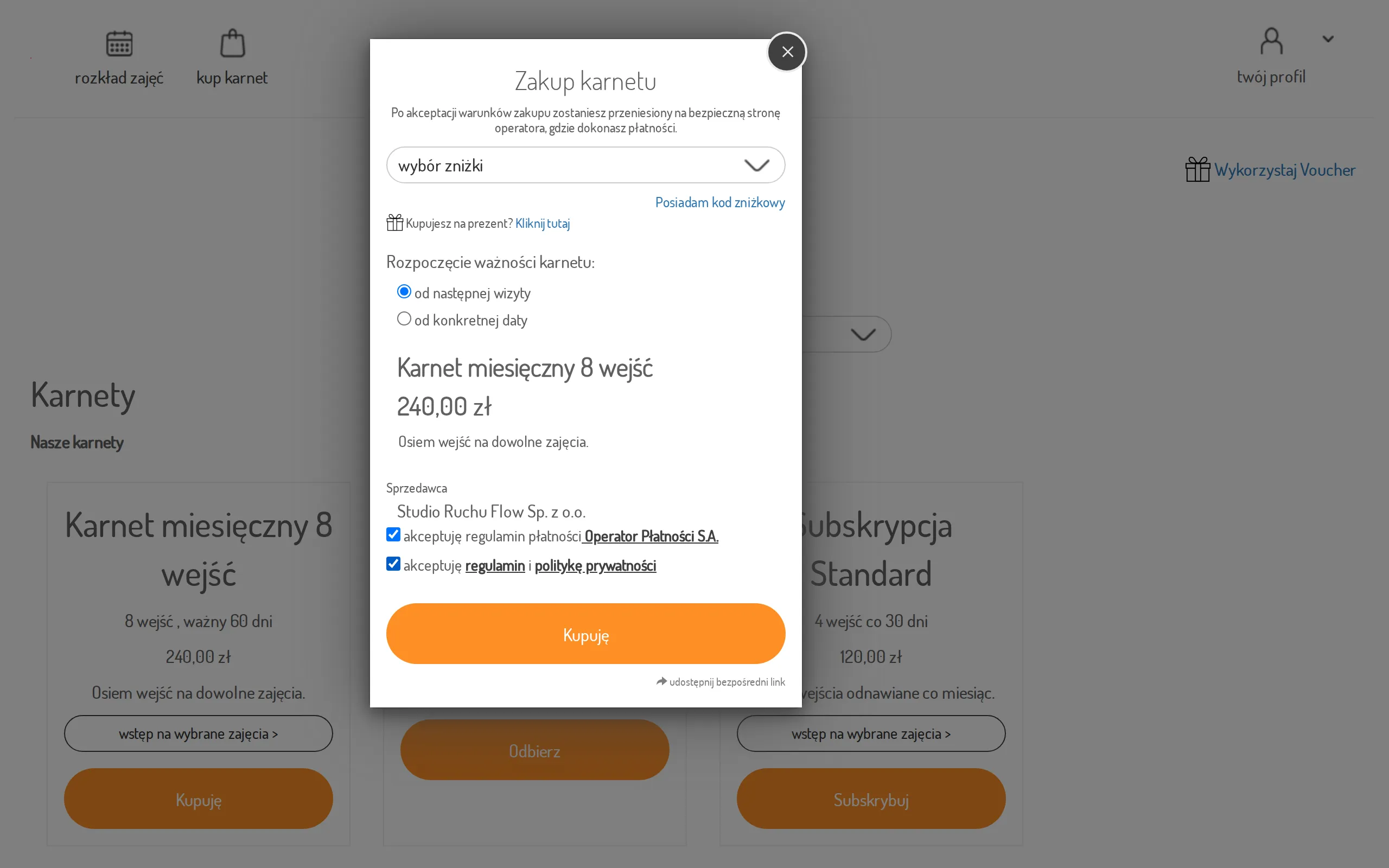 Pass purchase dialog